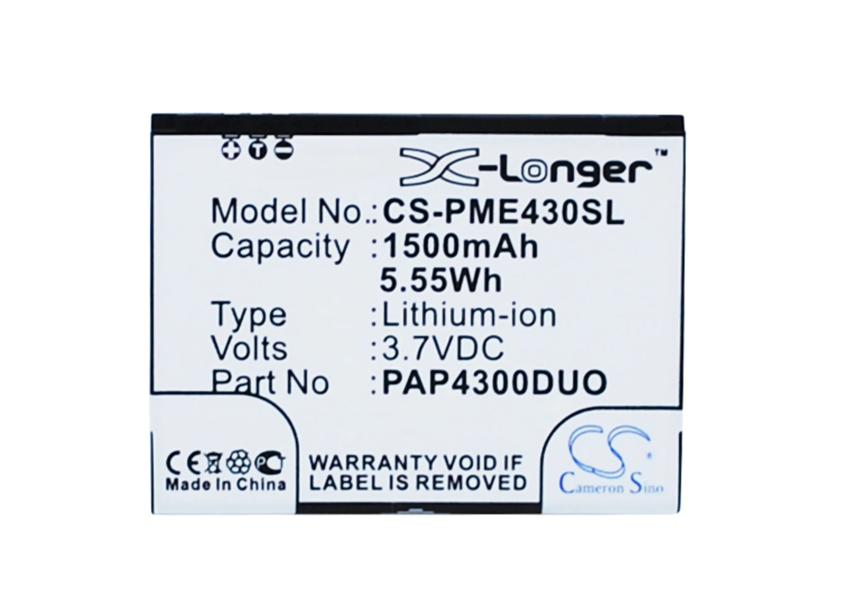 

CS 1500mAh / 5.55Wh battery for Prestigio MultiPhone 4300 Duo PAP4300DUO