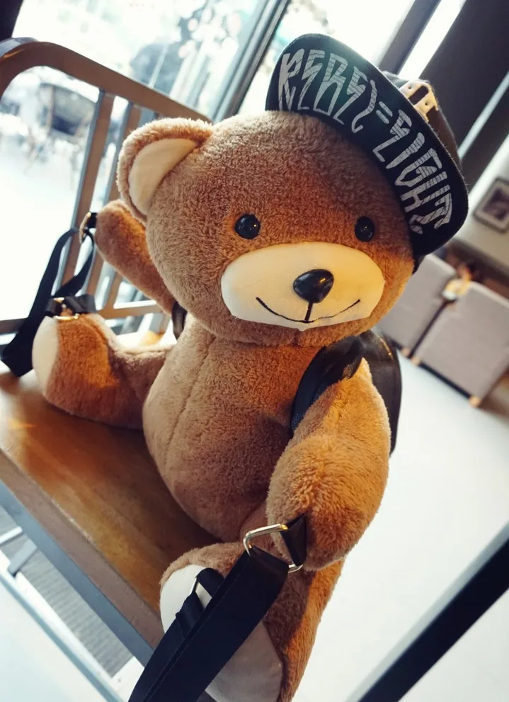 Новый женский модный кожаный плюшевый рюкзак для девочек с плюшевым мишкой