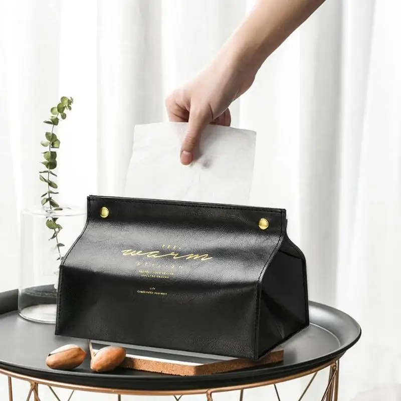 Ins Скандинавская полиуретановая кожа коробка складной держатель для салфеток