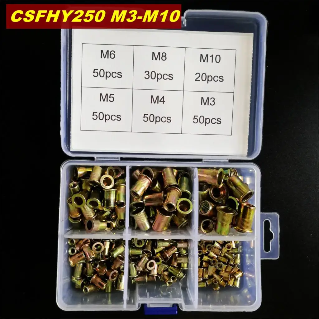 250 шт. гайка из углеродистой стали с заклепками смешанные наборы Резьбовая