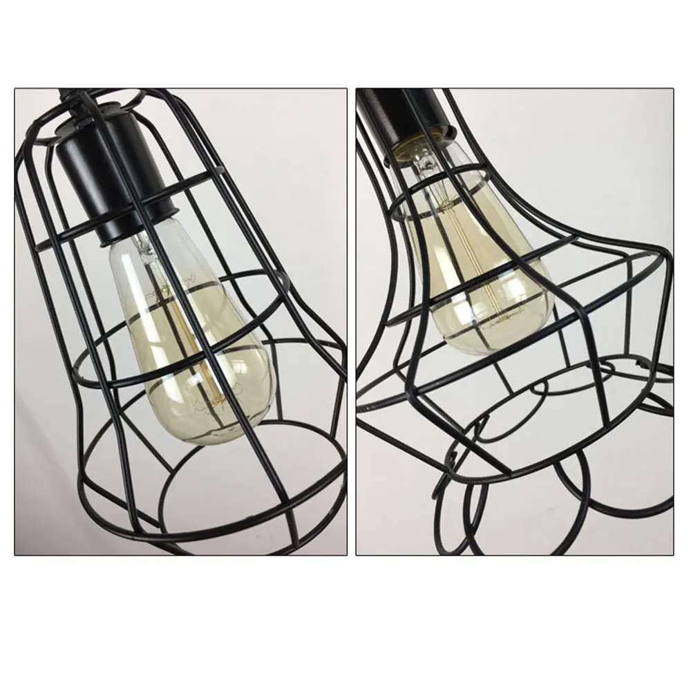

Modern Pendant Light Black Iron Hanging Cage Vintage Led Lamp E27 Industrial Loft Retro Dining Room Restaurant Bar Counter