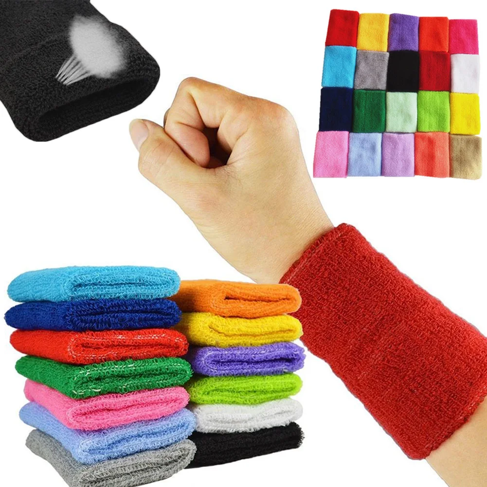 

Basketball Sweat-absorbent Towel Wristband Cotton Adult Wristband Solid Color Comfortable Sweatband Breathable Wristbands New