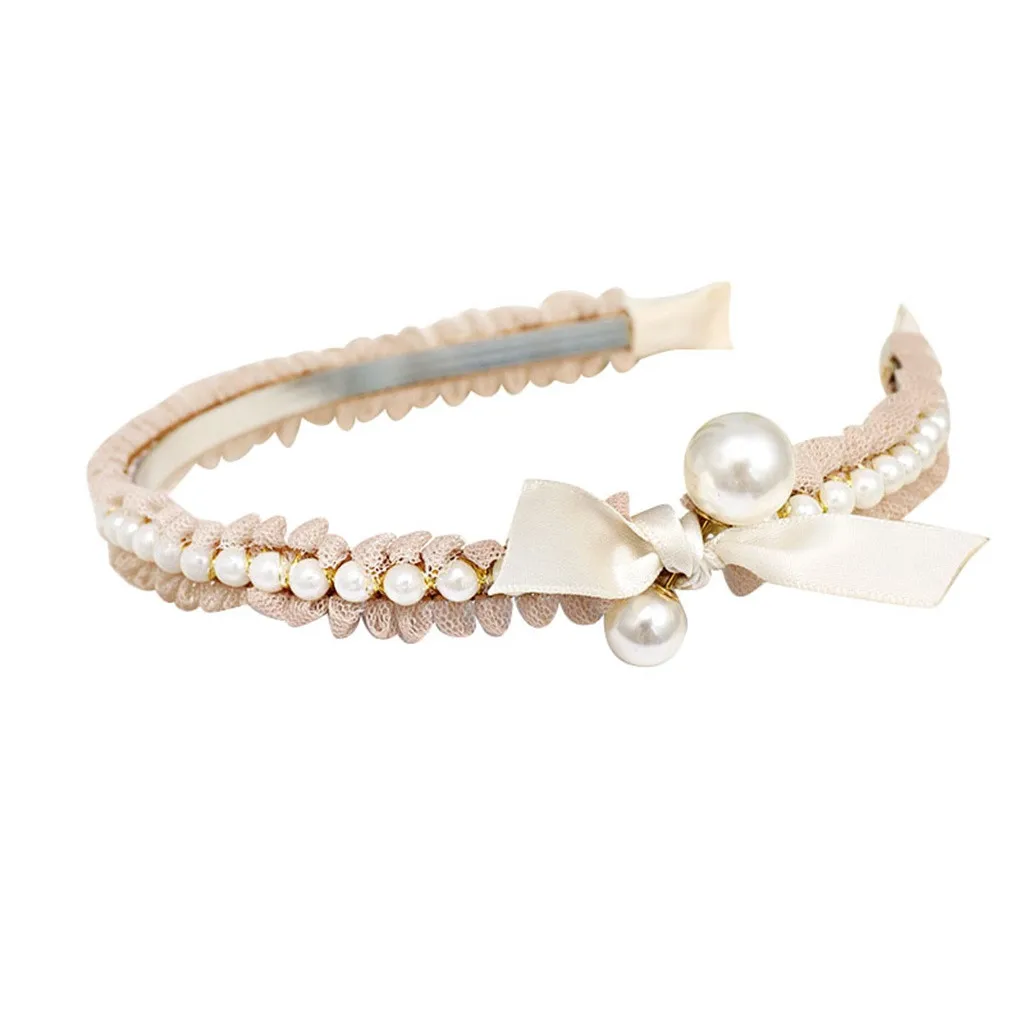 Женский кружевной бант Воротник с жемчугом отделанный бисером обруч для волос