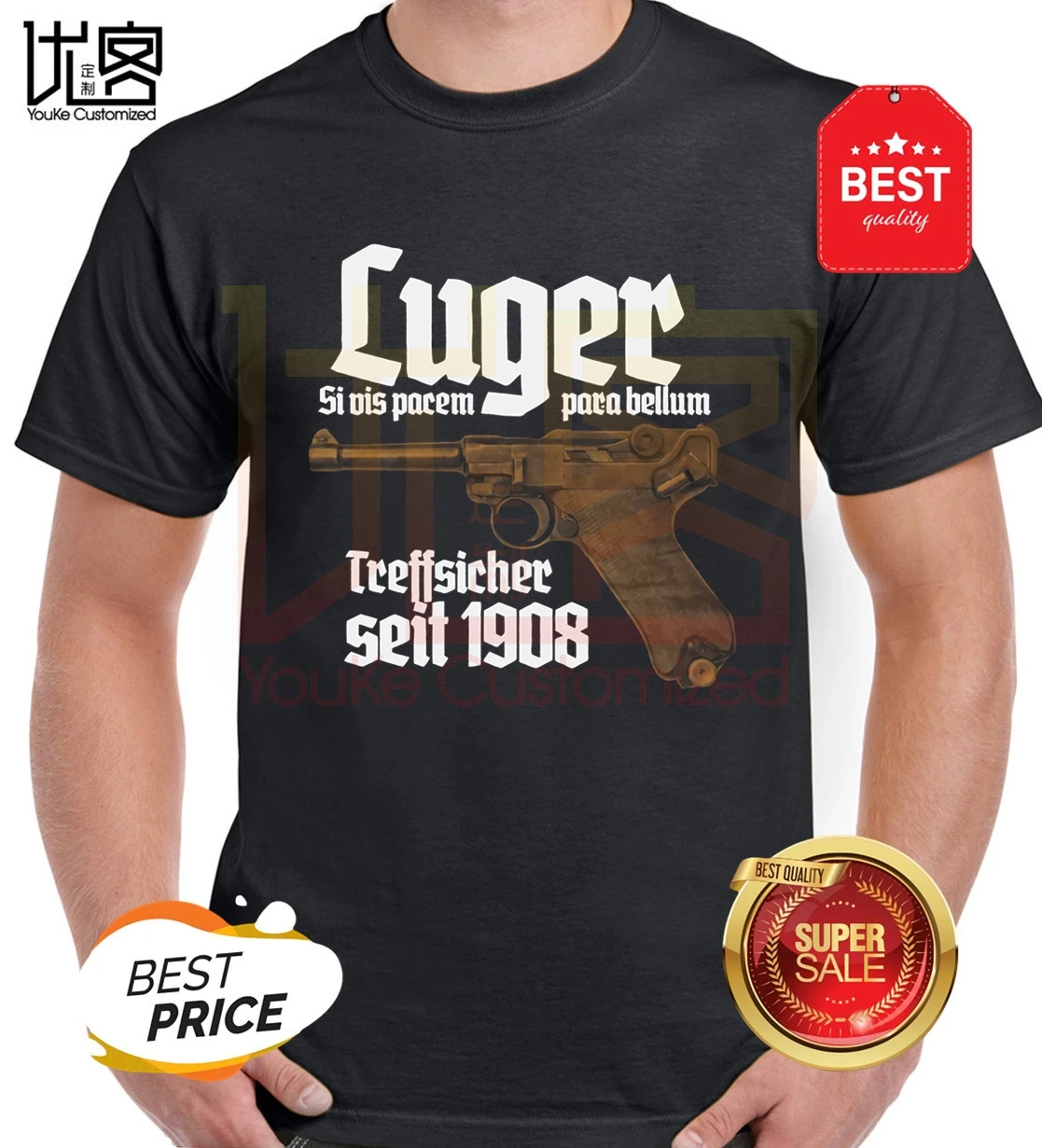 Футболка Luger Premium для мужчин и женщин топы из 100% хлопка с коротким рукавом