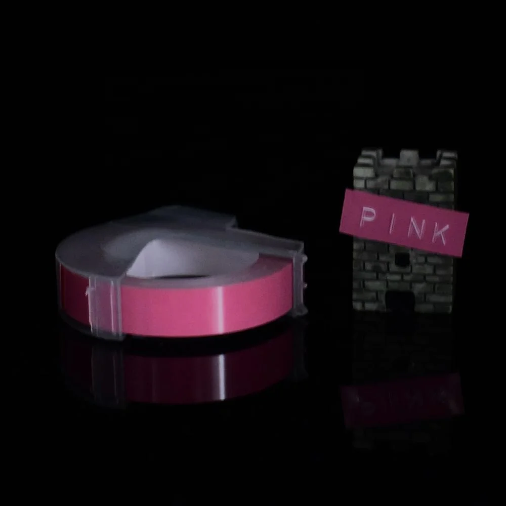 Pink 1 рулон 6/9/12 мм 3D для тиснения, из ПВХ этикетки ленты совместимый с dymo 1610 1880 12965 ручной принтеры этикеток для Motex E101 этикетка производители - Цвет: Pink