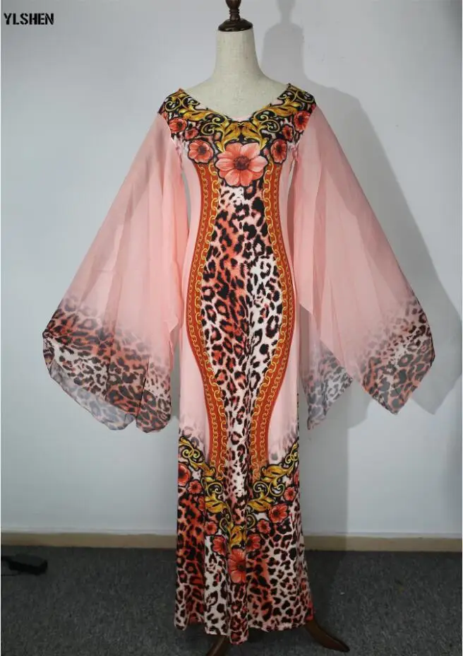 Style4 Color4 Новые африканские платья для женщин с принтом Дашики африканская одежда Базен Riche сексуальное тонкое платье с рюшами на рукавах длинное Африканское платье макси для женщин - Цвет: Style4 Color4