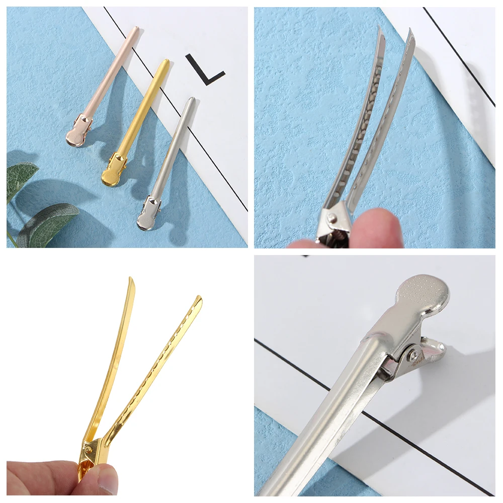 

12/24PCS Crocodile Leather Hairpin Duck Bill Hairpin Rust-proof Metal Hairpin With Holes For Curly Hair Style Partition Clip