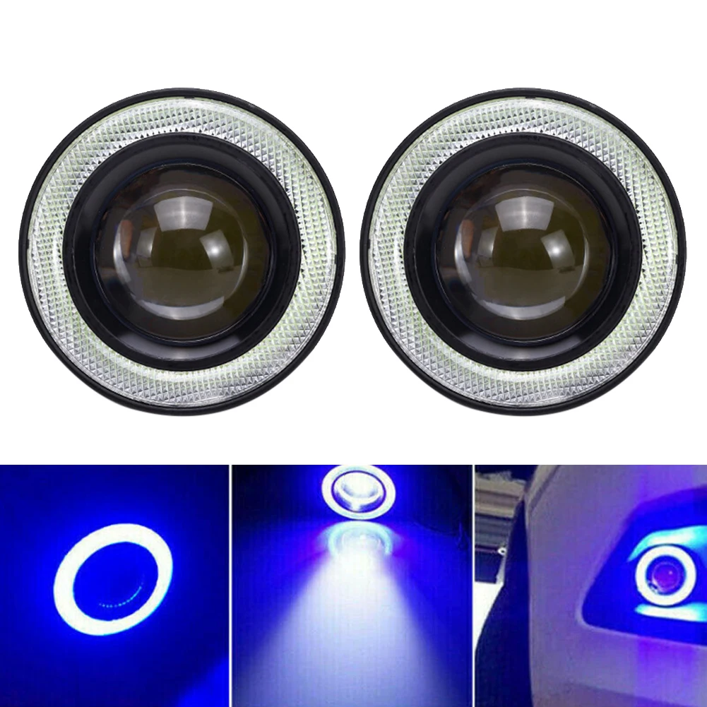 

2pcs High Power 2.5"/3" /3.5" Projector Universal LED Fog Light Blue COB Halo Angel Eye Rings Shipping Fast delivery Dropshippin