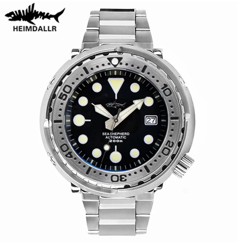 

HEIMDALLR 47mm Steel Case Tuna 200m Diving Watch Sapphire Crystal NH35 Mens Wristwatch Super Luminous Automatic Mechanical Watch