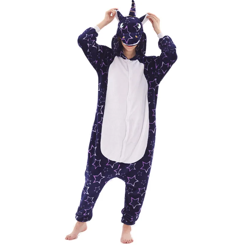 Unicorn Women Pajama Onesie kigurumis Galaxy Pegasus Unisex Adult Sleepwear Flannel Homewear Onepiece Pajama Suit Party Costume