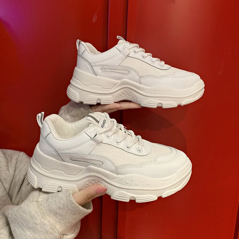 

2020 Women's Casual Shoes Autumn Women Sneaker Leisure Thick Soled Shoes Lady White Shoes Flats Zapatos De Mujer V11-30