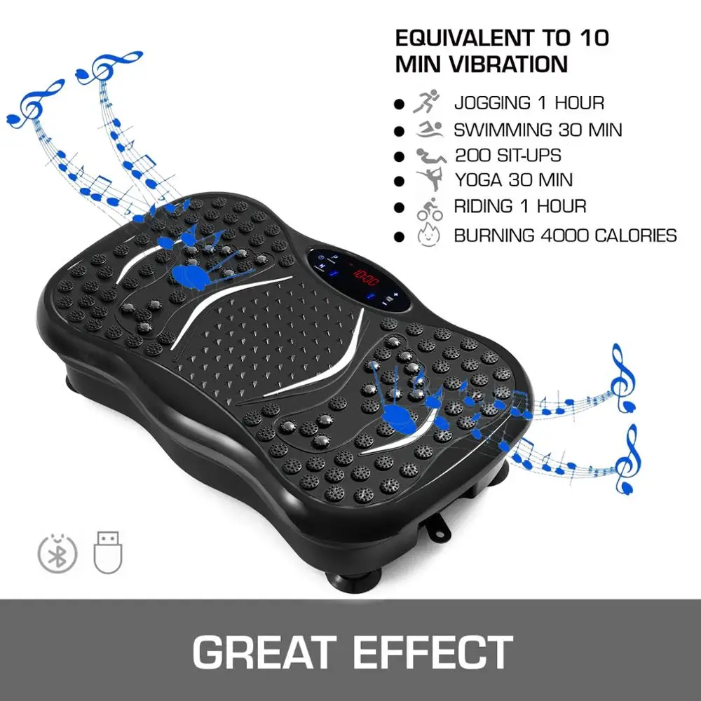

350lbs Fitness Vibration Plate Trainer Full Body Exercise 3 Levels Massage Remote Bluetooth Usb Music Fitness Plate
