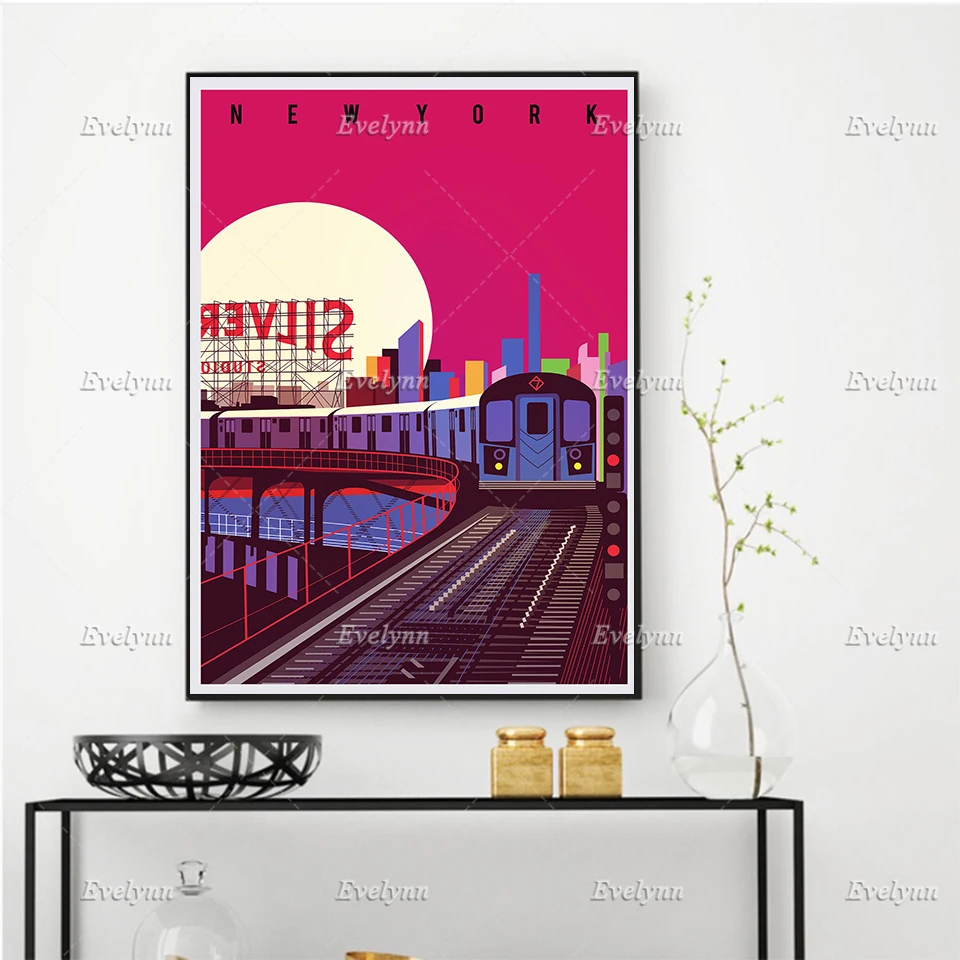 

New York City Subway Illustrated Art Print, Gifts For New Yorkers, Home Wall Decor, Art Prints And Posters Of Queens New York