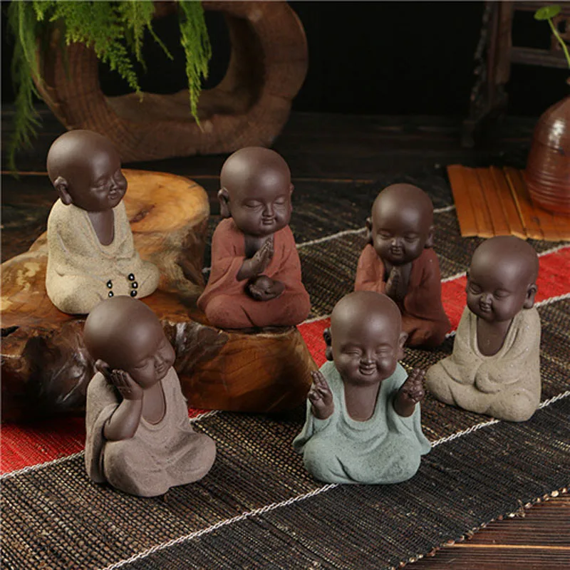 

Chinese Ceramic Tea Pet Buddha Statue Small Monk, Home Decor Decoration, Tea Ornaments Pet Table accessories Teawere