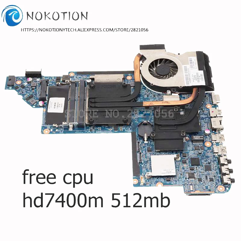 NOKOTION для HP DV6-6000 Материнская плата ноутбука Бесплатная процессор + радиатор