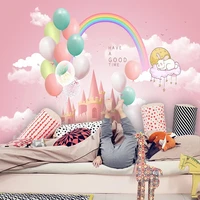 custom 3d mural cartoon castle balloon rainbow wallpaper for childrens room bedroom home decoration wall paper non woven fabric