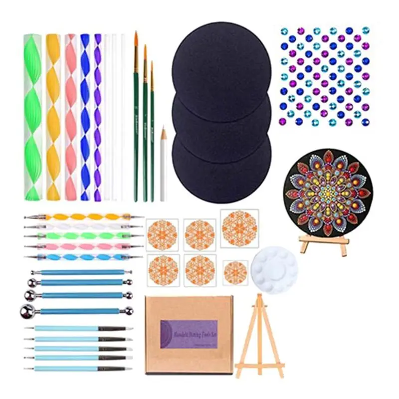 

40pcs/set Mandala Dotting Pen Handwork Tools for Rock Painting Stencils Easel