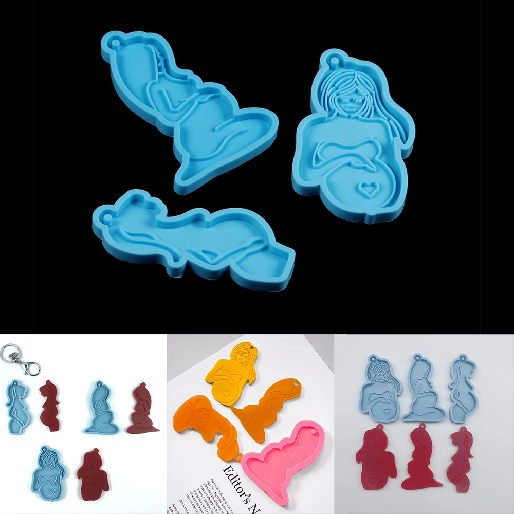 

1Pcs Mother Breastfeeding Silicone Mold Pregnant Woman Image Casting Epoxy Resin Mold For DIY Keychain Decor Jewelry Making Tool