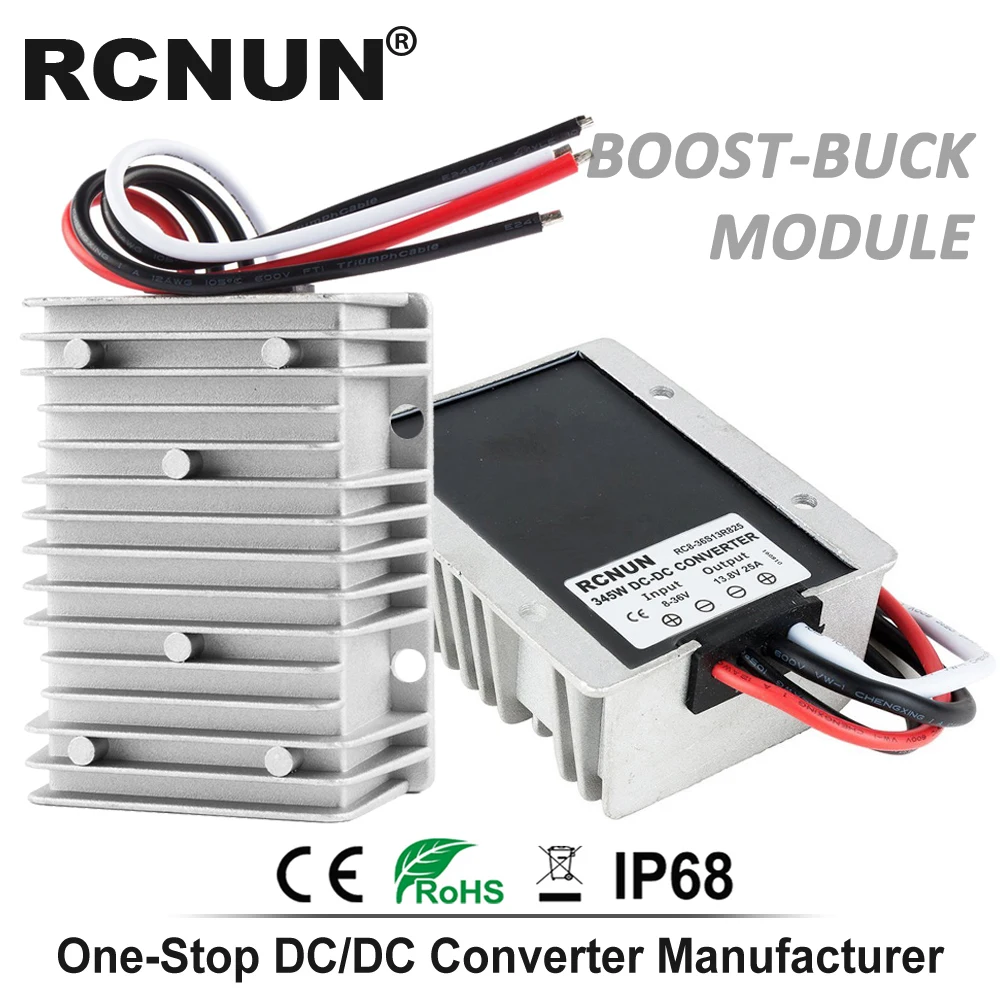 RCNUN DC 8-40V к DC 12V 13,8 V 1A 3A 6A 10A 15A 20A 25A повышающий понижающий преобразователь стабилизатор напряжения CE RoHS для автомобилей на солнечной батарее