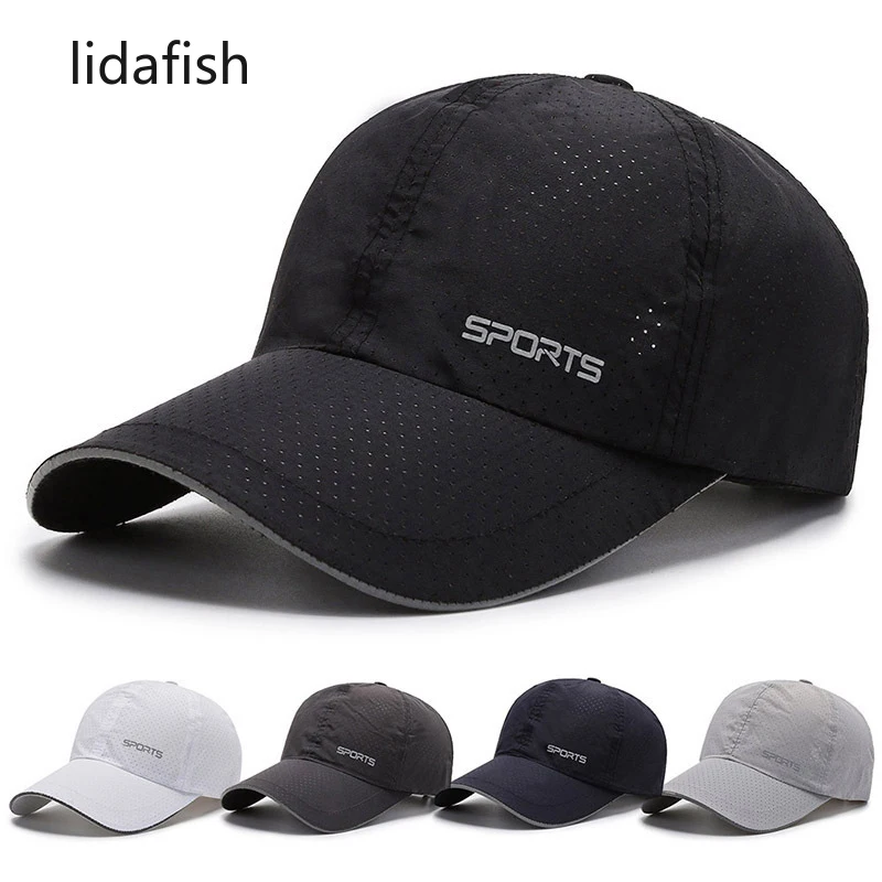 

lidafish 2022 Summer New Mens Outdoor Sport Baseball Hat Outdoor Mesh Breathable Quick Dry Snapback Caps Gorras Chapeu