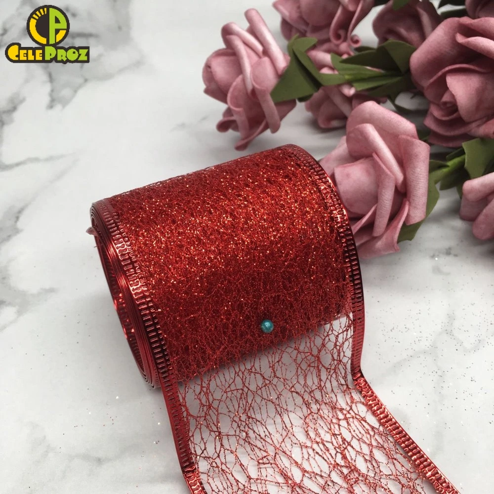 2 м Блестящая лента блестящая органза тюль рулон DIY Рождественский бантик орнамент материал ручной работы DIY аксессуары для бантов поставка
