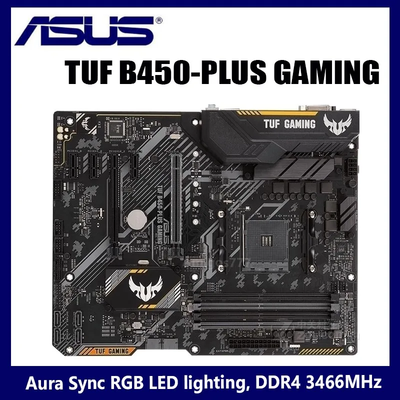 Billig Buchse AM4 Asus TUF B450-PLUS GAMING Motherboard AMD 64GB PCI-E 3,0 DDR4 R5 Desktop HDMI-Kompatibel Placa-mãe AM4 M.2 ATX Verwendet