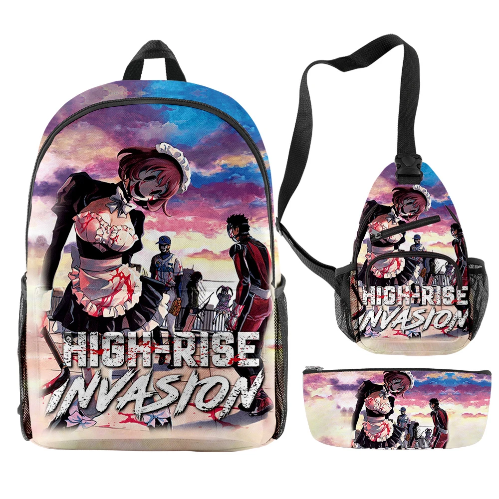 

High-Rise Invasion Peripheral Backpack Cute Outdoor Travel Bag Backpack Shoulder Bag Pen Bag Three-Piece Suit Student School Bag