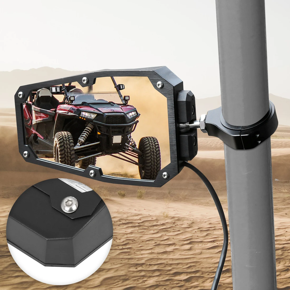X Autohaux 1 75 &quotзажим UTV боковое зеркало заднего вида со светодиодным прожектором для
