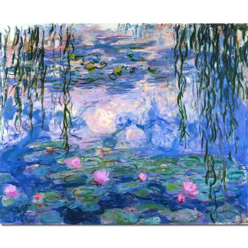 

Water Lilies Willows Claude Monet Paintings Hand Oil Painted Canvas Artwork Landscape Flower Wall Art Living Room Decor