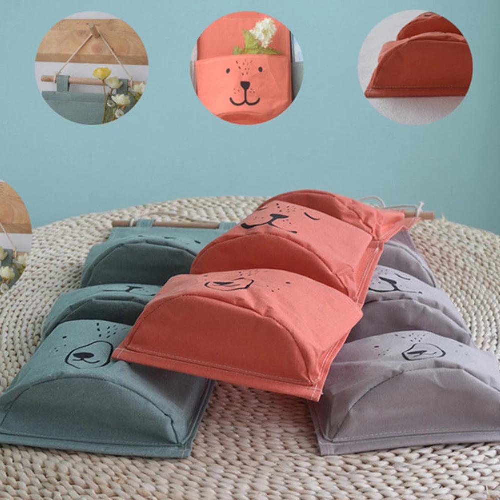 3 кармана льняные настенные сумки для хранения дома дверь шкафа Экономия