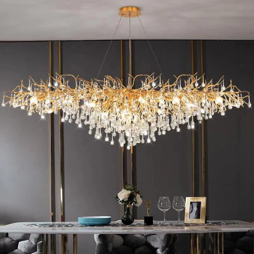 

Nordic Creativity Crystal Chandelier Living Room Lamp Aluminum Led Suspension Lamp Modern Art Villa Hotel Indoor Lighting Luster