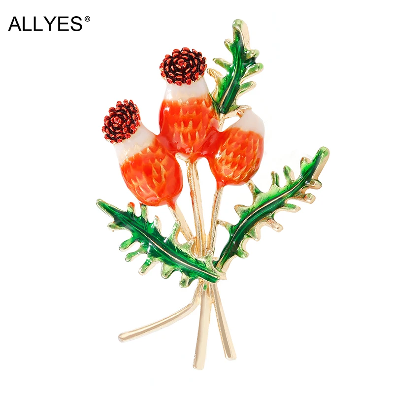 Женская эмалированная брошь ALLYES в виде цветка из красной сосны значок на платье