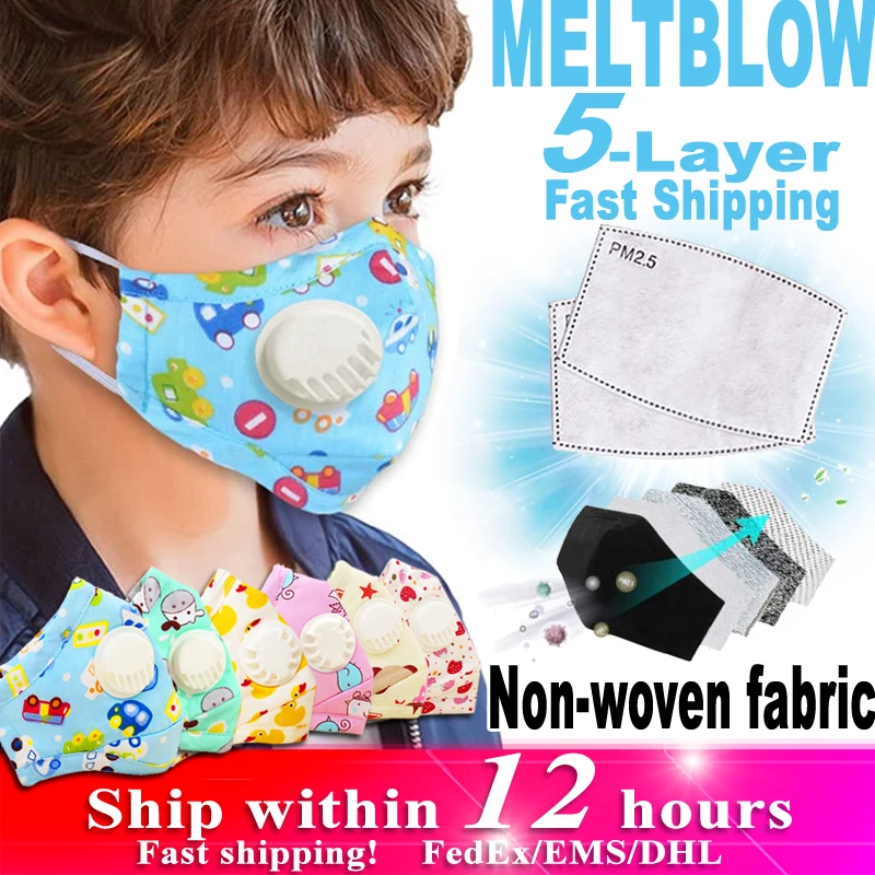 

2pcs 0-3-8 Age Newborn Infant Baby Kids Washable Face Mask with Breath Valve 5-layer Filter Adult Children Mask Mascarillas