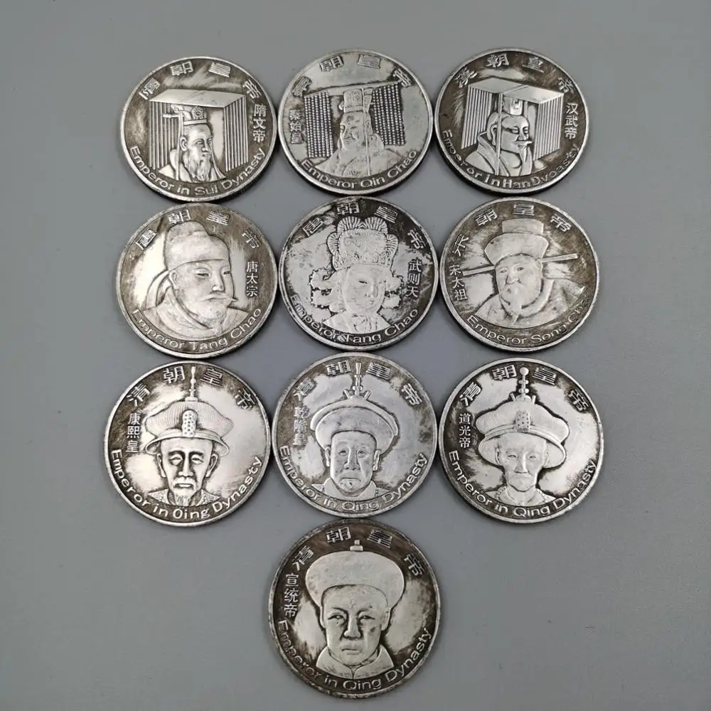 

Exquisite white copper top ten emperors in ancient China home decoration