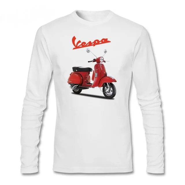 Для мужчин s футболки Винтаж мотоцикл Vespa Футболка Мужской тренировки Топы с
