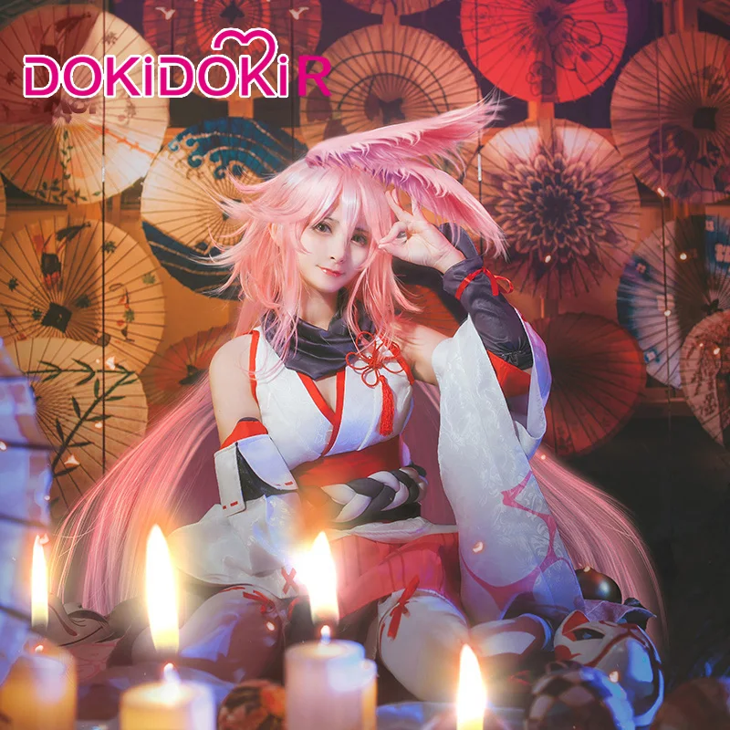 DokiDoki R Honkai Impact Yae Sakura женский костюм для косплея белый и красный 3 карнавальный