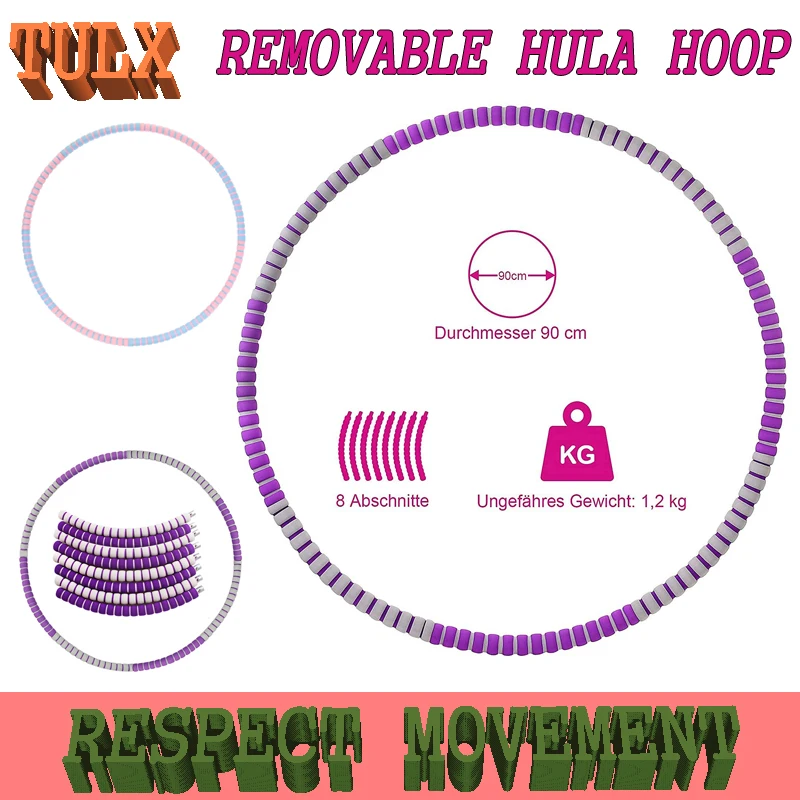 

Multifunction Two-Color Sponge Stainless Steel Detachable 8-Section Hula Hoop Free Weighting Sports Portable Fitness Equipment