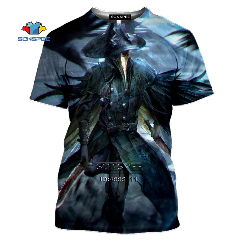 

SONSPEE Mysterious Plague Doctor Men's T-shirt 3D Print Cool Beak Mask Summer Casual O-neck Shirt Women Fitness Harajuku Tops