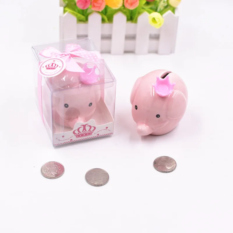 

6Pcs Creative Cute Ceramic Elephant Piggy Bank Event Promotion Return Gift Personalized Baby Full Moon Birthday Gift For Guests