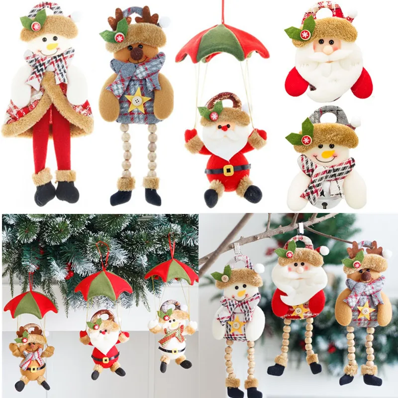 

3pcs/set Christmas Tree Decorations Parachute Long Leg Santa Claus Snowman Doll Hanging Pendant Ornaments Toys Xmas Kids Gift
