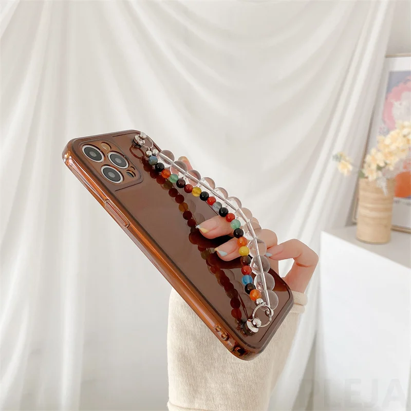 

Cute Colorful Wristband Phone Case For iPhone 12 mini 11 Pro Max 7 8 Plus X XR XS Max SE 2020 Protection Funda Solid Soft Cover