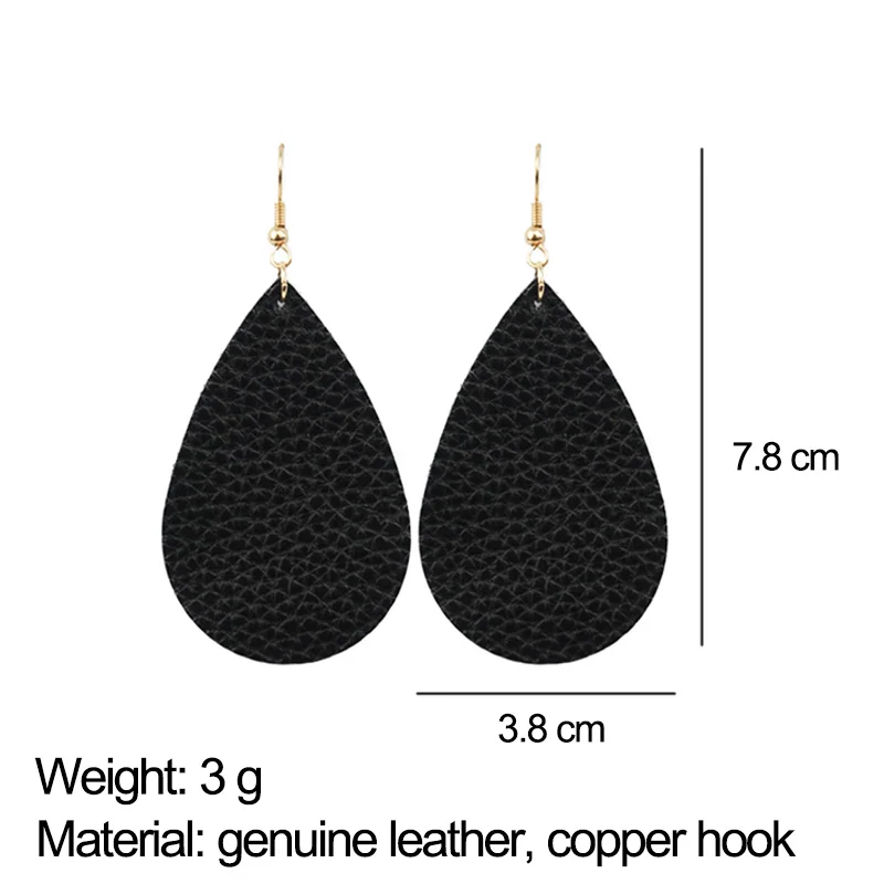 Женские серьги капельки M & G черные из натуральной кожи с каплями воды модные