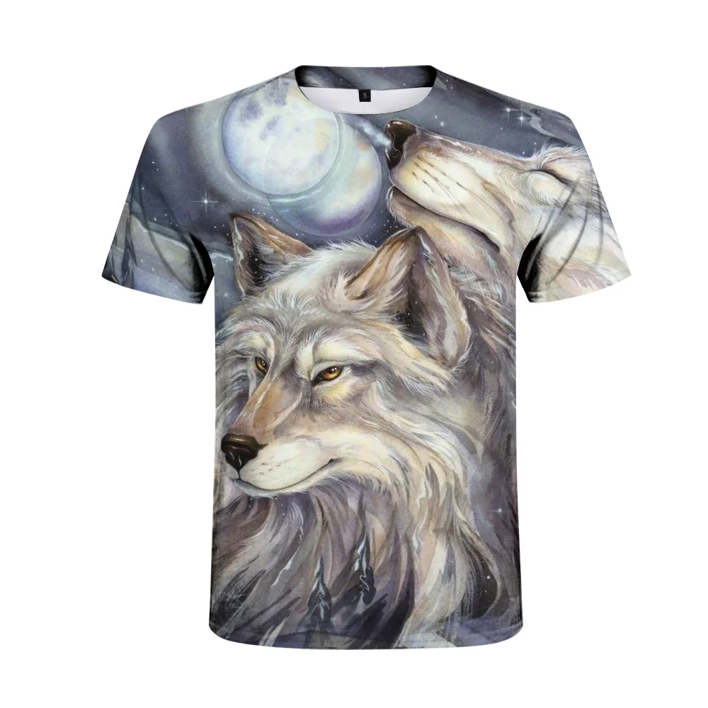 

Summer 4T-14T Years Teens T-Shirt For Boys Or Girls 3D Wolfs Printed Short Sleeve Round Collar T Shirt Big Kids Hot Sale