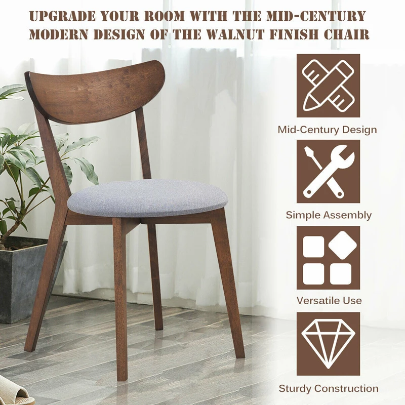 

Set of 2 Dining Chair Upholstered Curved Back Side HW63511