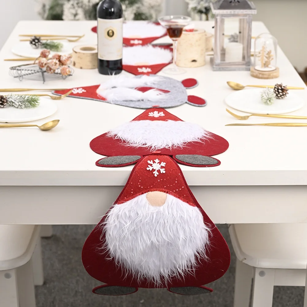 

New Year Dec Gnome Combination Placemats With Snowflake Hat Non Slip Heat-Resistant Placemats For Christmas Table Mat Decoration