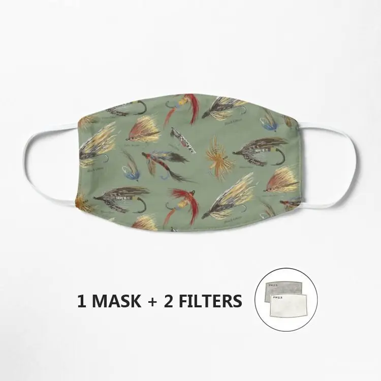 

Fly Fishing with Hand Tied flies! Mask Mask Cartoon Streetwear Mask Print Face Mask Reusable Mascarilla