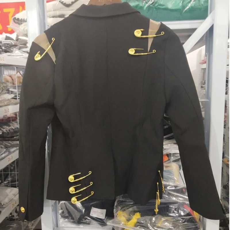 

DEAT 2021 spring And Winter New Products Fashion Lapel Pin Single Button Combination Decorative Suit Jacket Female PB089