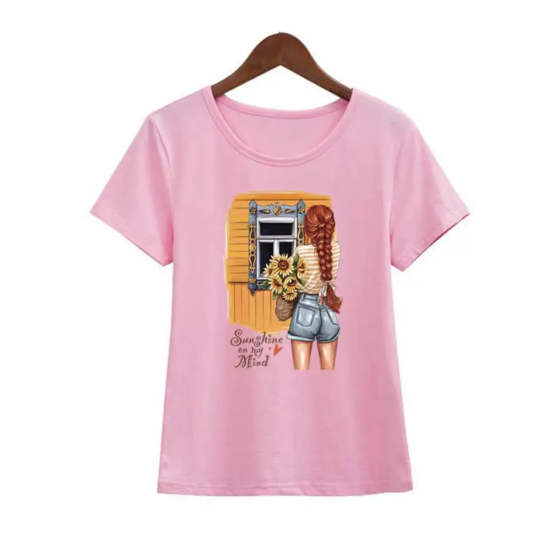 Подсолнухи девушки утюжок на одежде A-уровень моющиеся термотрансферные Diy