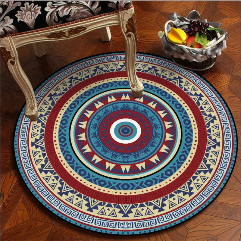 Богемный ковер для дома гостиной геометрический этнический стиль круглый