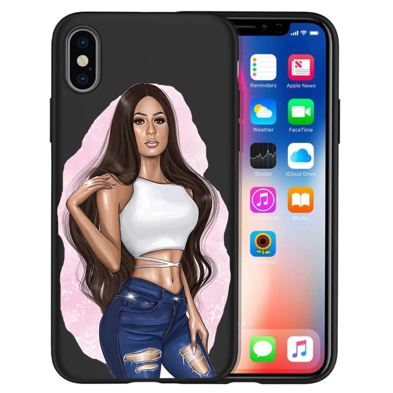Модный чехол для iPhone 11 Pro Max XS XR X 8 6S 7Plus 5S Черный силиконовый Etui|Бамперы| |